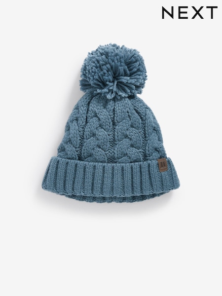 Mineral Blue Knitted Cable Pom Hat (1-16yrs) (415253) | €3 - €6