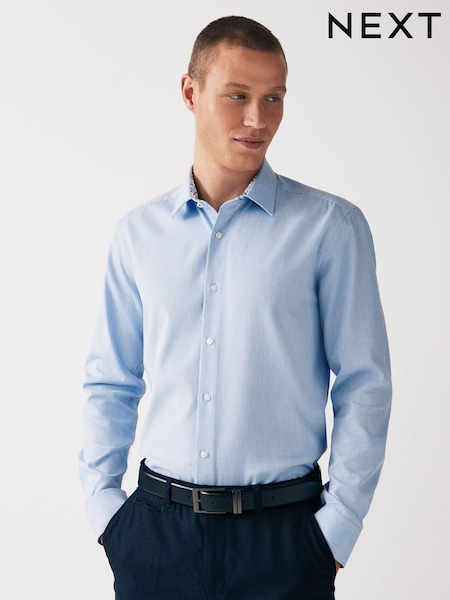 Blau mit Struktur - Formelles Hemd mit einer Manschette und einem Besatz (415802) | 10 €