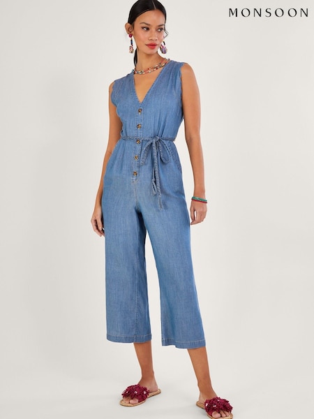 Monsoon Blue Tie Belt Denim Jumpsuit (415941) | €51