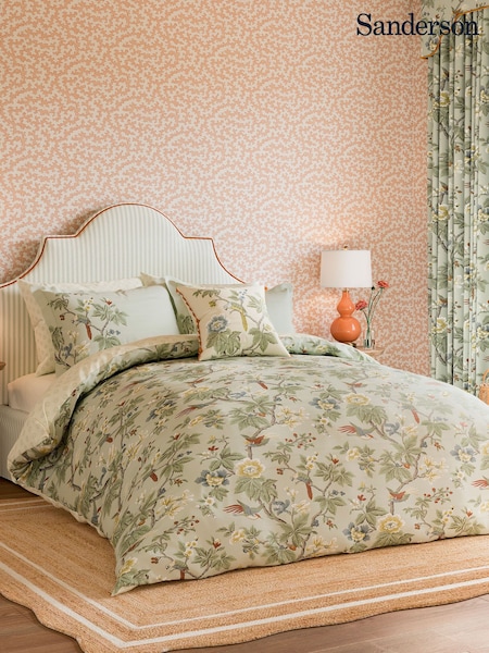Sanderson Green Lophura 100% Cotton Duvet Cover and Pillowcase Set (415969) | 322 QAR - 544 QAR