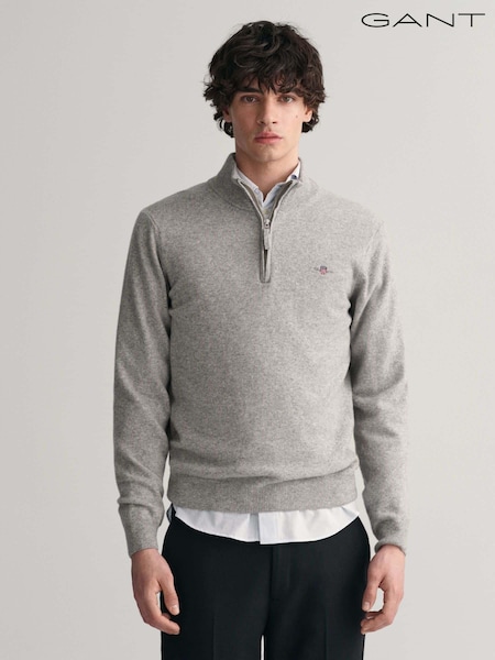Grau gemischt: - GANT – Pullover aus superfeiner Lammwolle mit Reißverschluss (416102) | 107 €