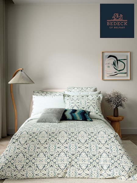 Bedeck of Belfast Celadon Hallie 100% Cotton Duvet Cover and Pillowcase Set (416174) | $103 - $171