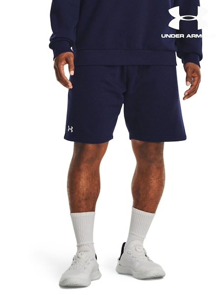 Under Armour Navy Blue/White Rival Fleece Shorts (416183) | R$ 355