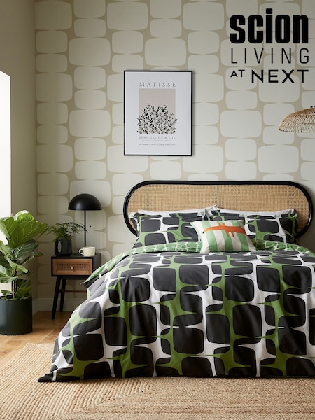 Scion Green Going 100% Cotton Lohka Duvet Cover and Pillowcase Set (416316) | €102 - €129