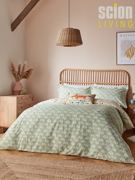 Scion Sage Snowdrop 100% Cotton Duvet Cover and Pillowcase Set (416549) | €102 - €129