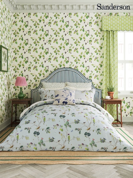 Sanderson Blue Woodland Chorus 100% Cotton Duvet Cover and Pillowcase Set (416680) | €116 - €198