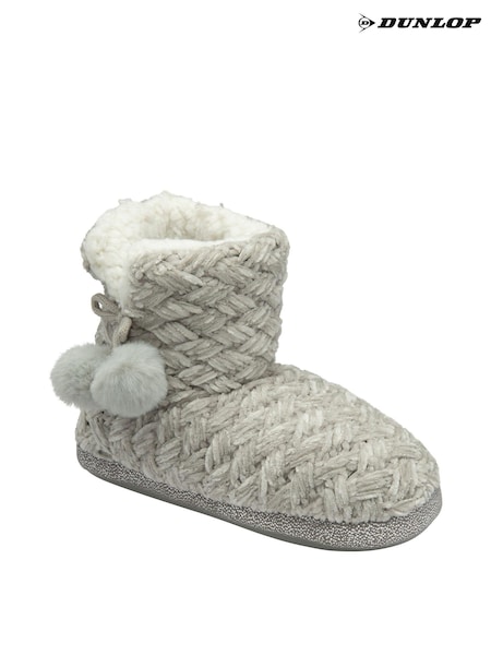 Dunlop Grey Ladies Knitted Bootee Slippers (416915) | R$ 215