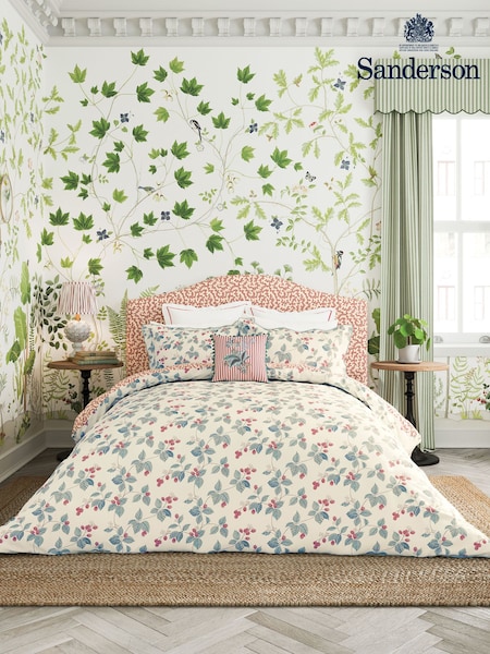 Sanderson Raspberry 100% Cotton Rubus Duvet Cover and Pillowcase Set (417138) | €116 - €198