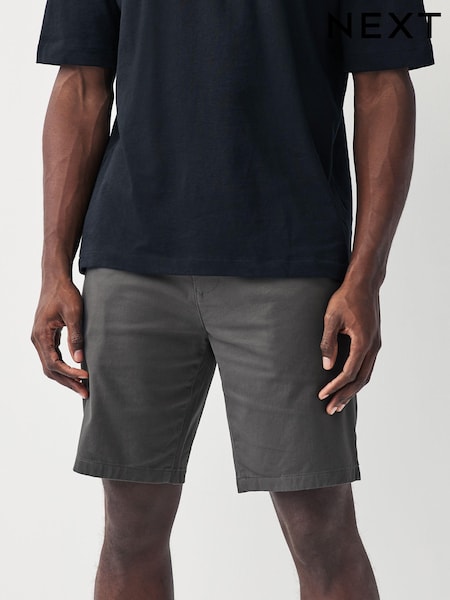 Charcoal Grey Slim Fit Stretch Chinos Shorts (417496) | AED87