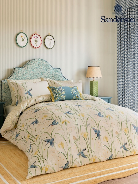 Sanderson Blue Kingfisher & Flower Duvet Cover and Pillowcase Set (417626) | 322 QAR - 544 QAR