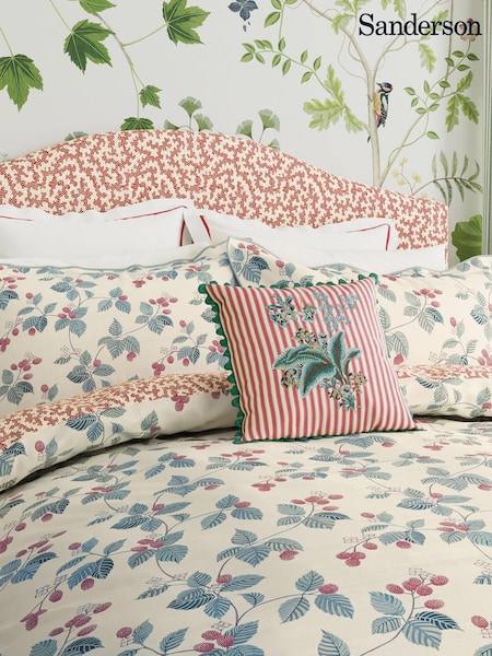 Sanderson Raspberry Peach Rubus Square 100% Cotton Pillowcase Pair (417941) | AED349