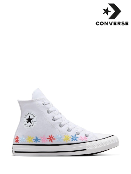 Converse White Embroidered Chuck Taylor All Star Youth Trainers (418244) | €30