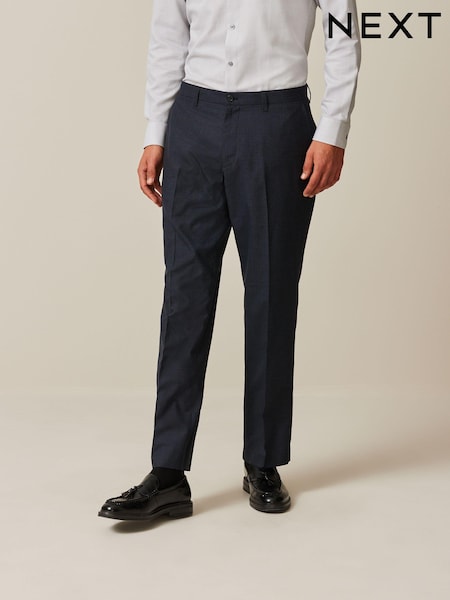 Navy Blue Regular Fit Textured Smart Trousers (418644) | €32