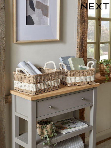 Natural Wicker and Rope Malvern Set of 2 Baskets Storage (418931) | €46