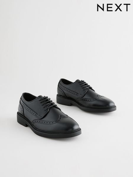 Black Cleated Sole Brogue Shoes (419048) | AED119