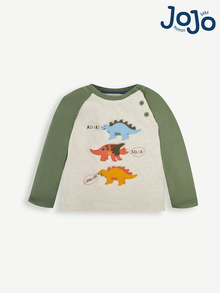 JoJo Maman Bébé Natural Dino Appliqué Top (419067) | AED99
