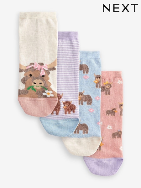 Roza/lila Hamish Highland Krava - Trainers Socks 4 Pack (419374) | € 7