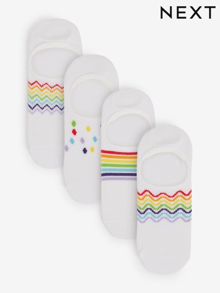 White/Rainbow High Cut Invisible Trainer Socks 4 Pack (419529) | kr128