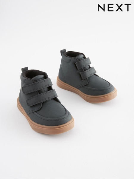 Black with Gum Sole Wide Fit (G) Warm Lined Touch Fastening Boots (419634) | AED84