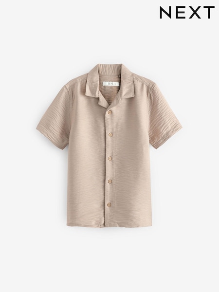 White Crinkle Short Sleeve Textured Shirt (3-16yrs) (419665) | €9 - €13