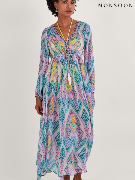 Monsoon Pink Ikat Print Kaftan Dress in Lenzing™ EcoVero™ (419906) | €67