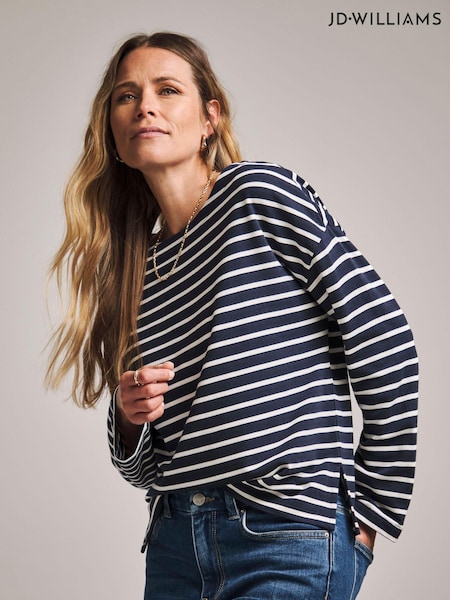 Anthology By JD Williams Mono Stripe Cotton Long Sleeve Top (419926) | 116 LEI - 146 LEI
