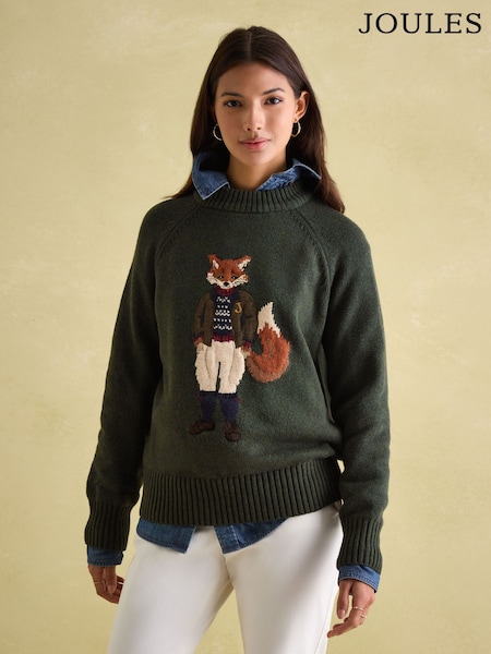 Joules Jonty Intarsia Fox Knit Jumper (420397) | 521 LEI