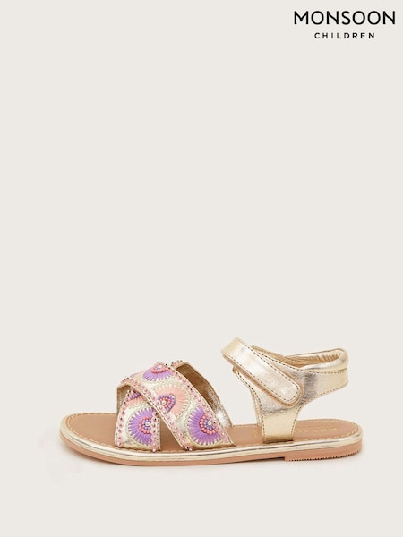 Monsoon Gold Beaded Fan Sandals (420446) | €8 - €9