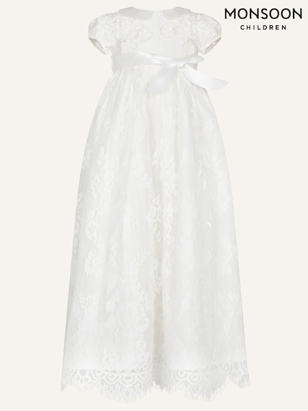 Monsoon White Baby Provenza Silk Christening Dress (420517) | € 195
