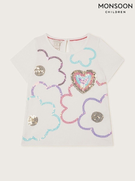 Monsoon Sequin Heart Pocket 100% Cotton T-Shirt (420568) | € 12 - € 16