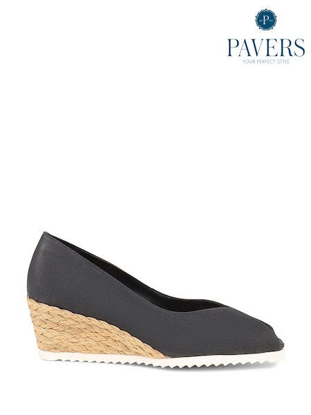 Pavers Blue Peep Toe Espadrille Wedge Sandals (420744) | €53