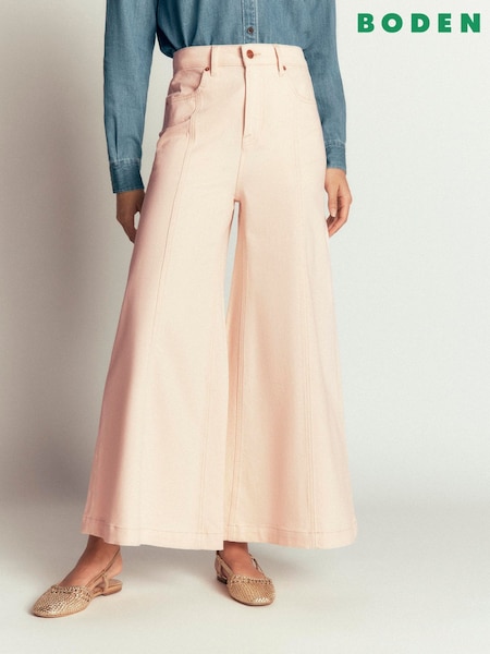 Cream - Boden Cotton Wide Leg Culotte Jeans
