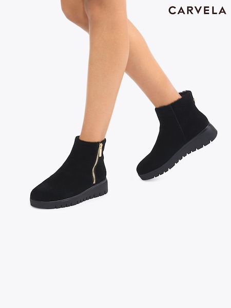 Black - Carvela Bello Suede Zip Ankle Boots