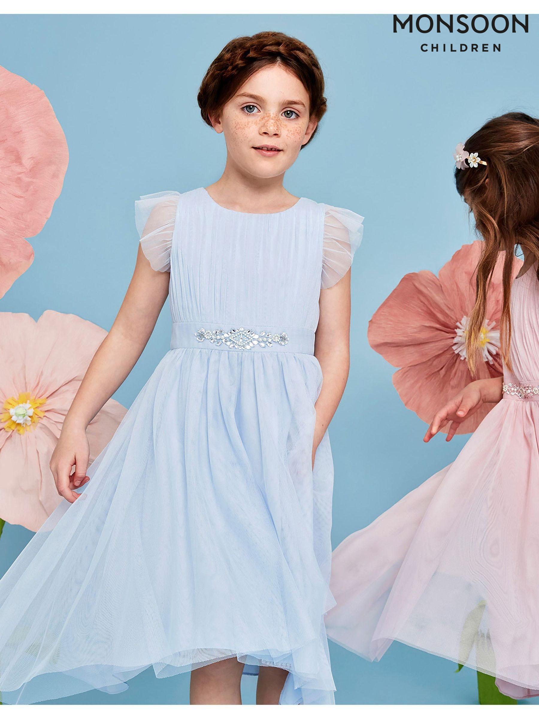 Monsoon blue flower girl dress deals