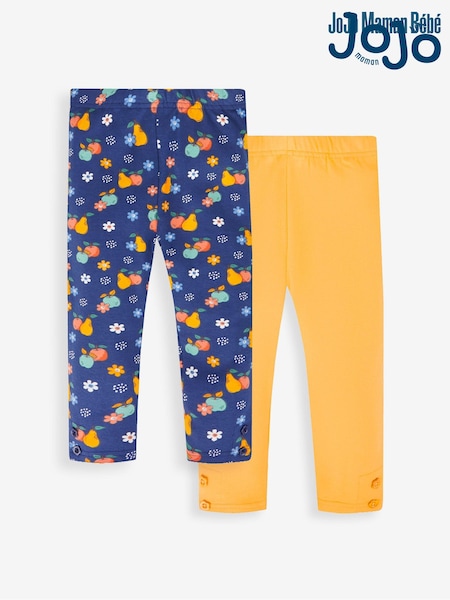Marineblau Frucht & Gelb - JoJo Maman Bébé Girls' 2-Pack Leggings (421430) | 34 €
