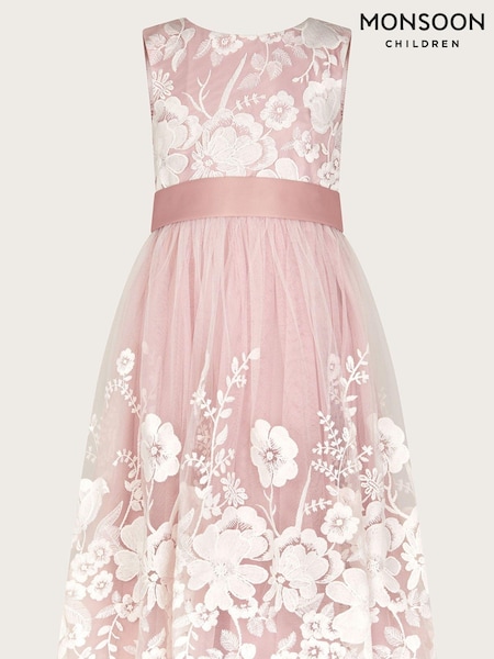 Monsoon Pink Alicia Lace Embroidered Maxi Dress (421795) | €46 - €54