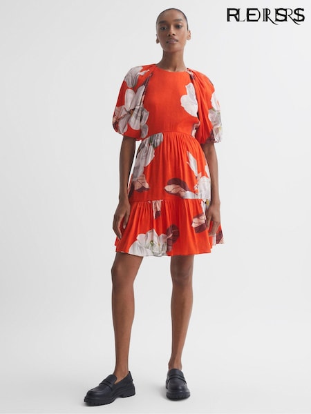 Florere Linen Silk Puff Sleeve Mini Dress (421832) | €395