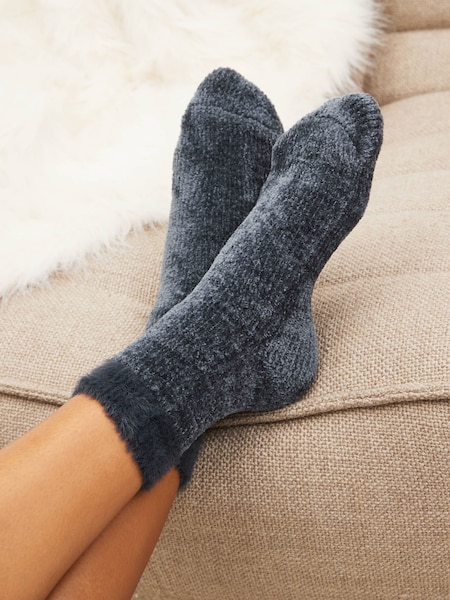 Paarsrood/marineblauw - 2 paar knusse fluwelen sokken (421845) | € 9