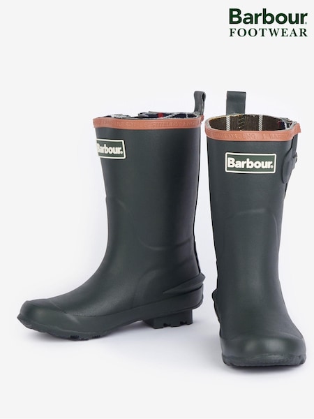 Barbour® Olive Green Simonside Kids Wellies (422111) | 148 QAR