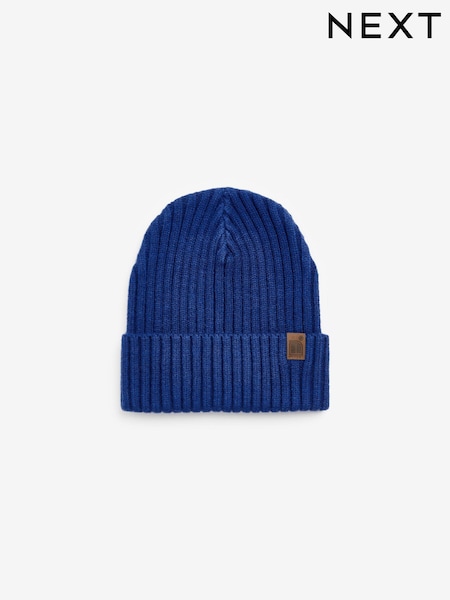 Cobalt Blue Knitted Rib Beanie Hat (1-16yrs) (422433) | €4 - €8