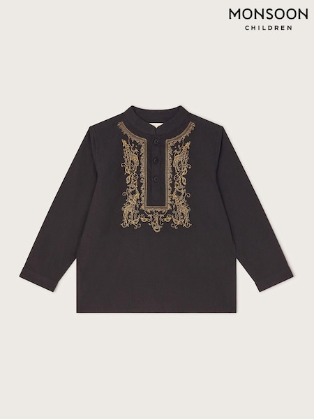 Schwarz - Monsoon Embroidered 100% Cotton Kurta (422439) | 15 € - 17 €