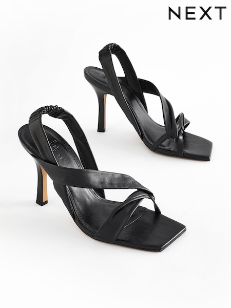 Black Signature Leather Asymmetric Sandals (422836) | € 25