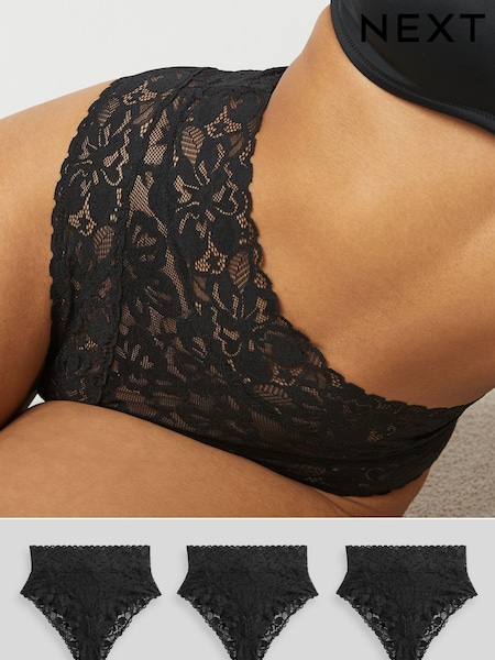 Черный - Floral Lace Knickers 3 Pack (422882) | €22