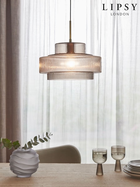 Lipsy Gold Pendant Ribbed Glass Ceiling Light (423005) | €95