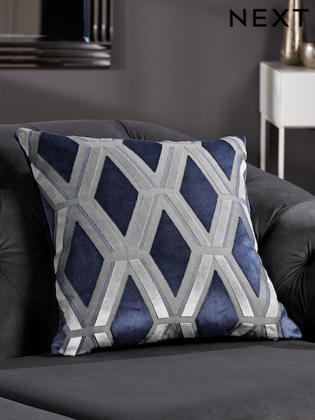 Navy Blue Collection Luxe Velvet Geo 50 x 50cm Cushion (423485) | €38