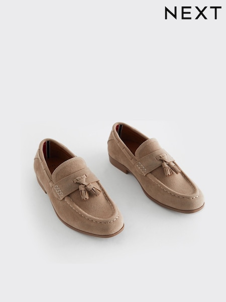Neutral Beige Wide Fit (G) Smart Tassel Detail Loafers (423576) | €34 - €42