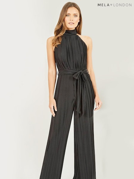 Mela Black Pleated Halter Neck Jumpsuit (423717) | €31