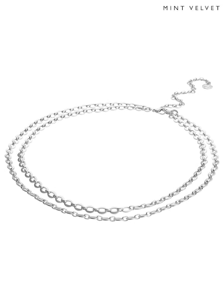 Mint Velvet Silver Tone Double Layer Chain Belt (423810) | €24