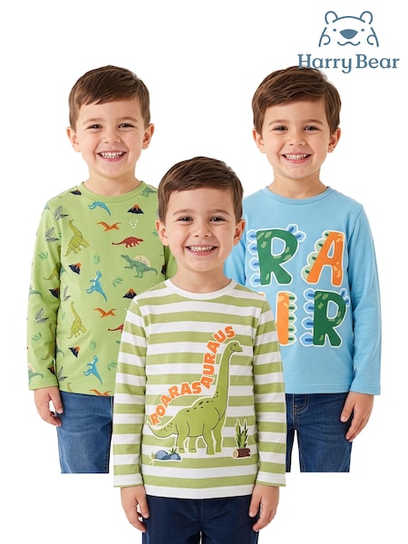 Green - Harry Bear Harry Bear Dinosaur Tops 3 Pack