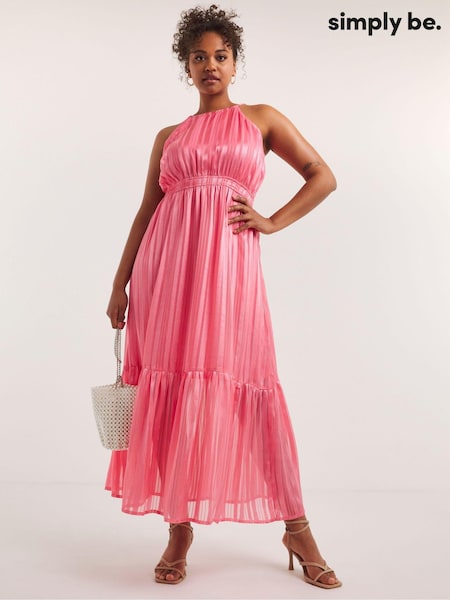 Simply Be Pink Halterneck Georgette Dress (423906) | €31